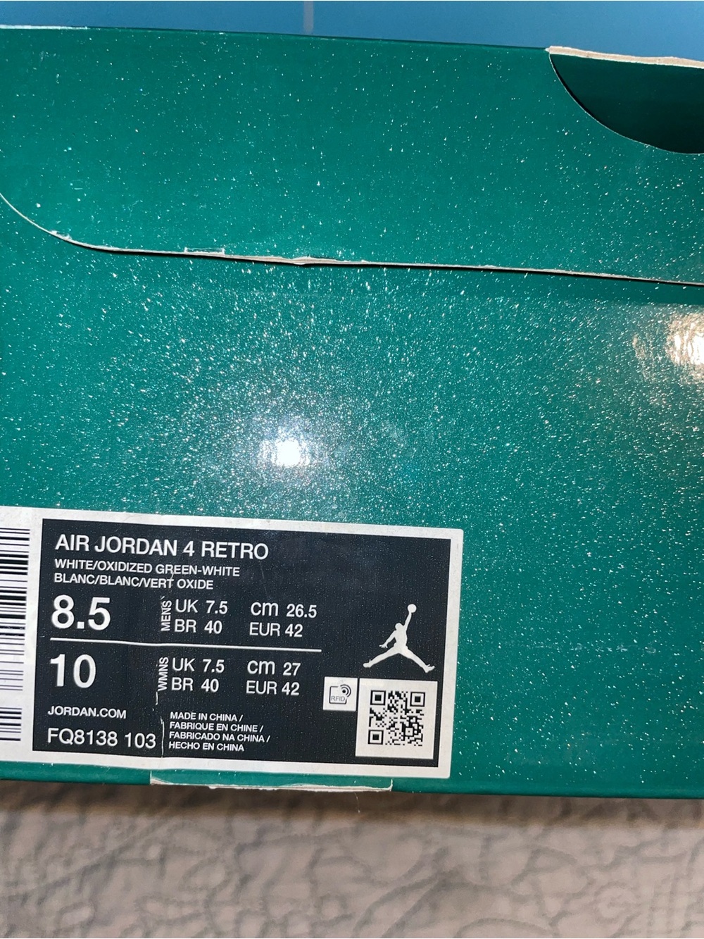 Nike Air Jordan' Oxidized White and Green Basketball Shoes Men 8.5 women 10 - Picture 10 of 13